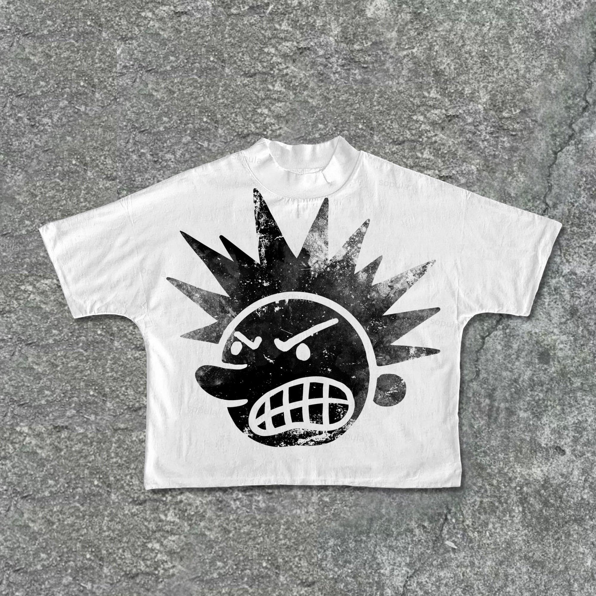 Casual The Brain Explodes Print Cotton Cropped T-Shirts Product Image