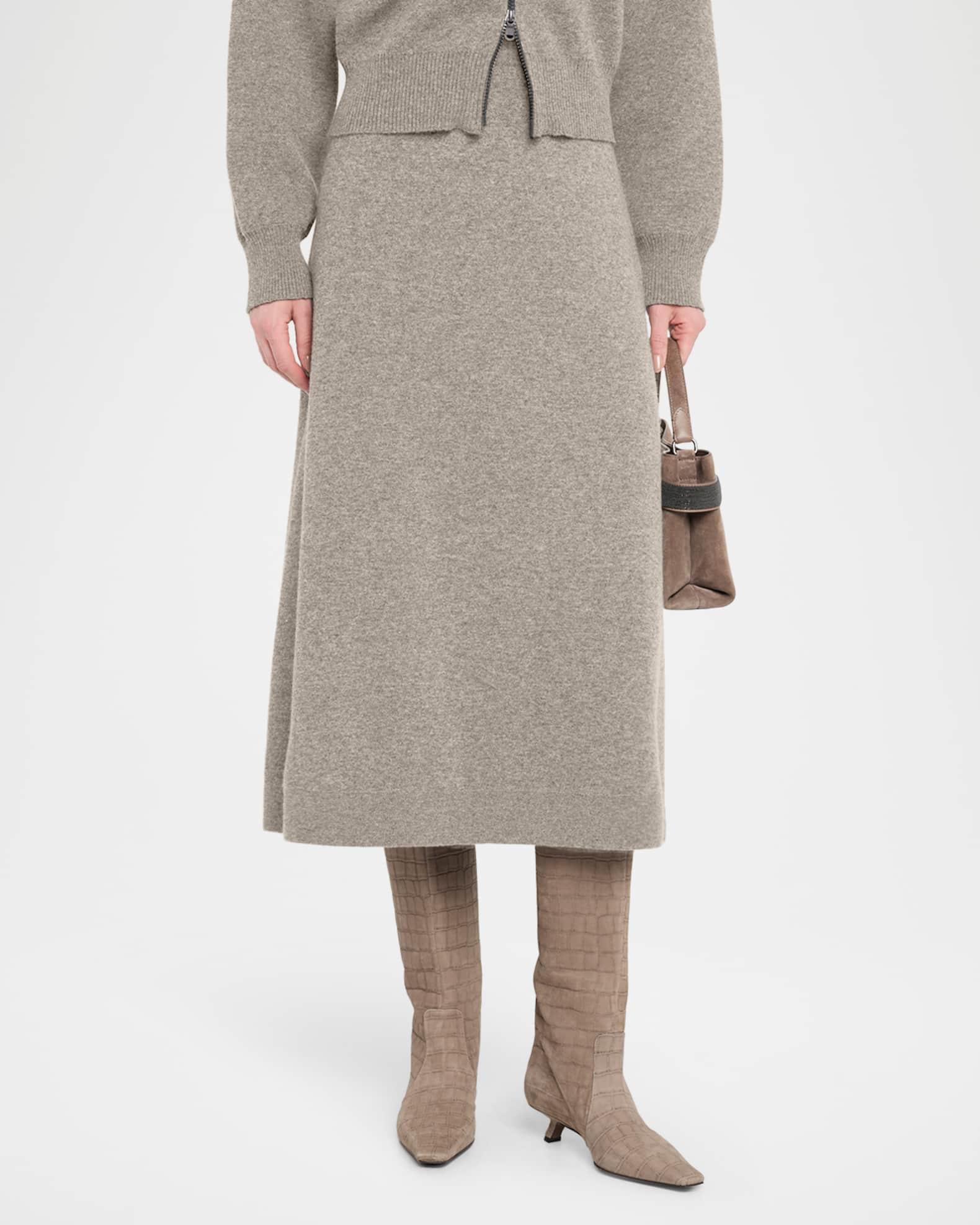 Cashmere Knit A-Line Midi Skirt Product Image