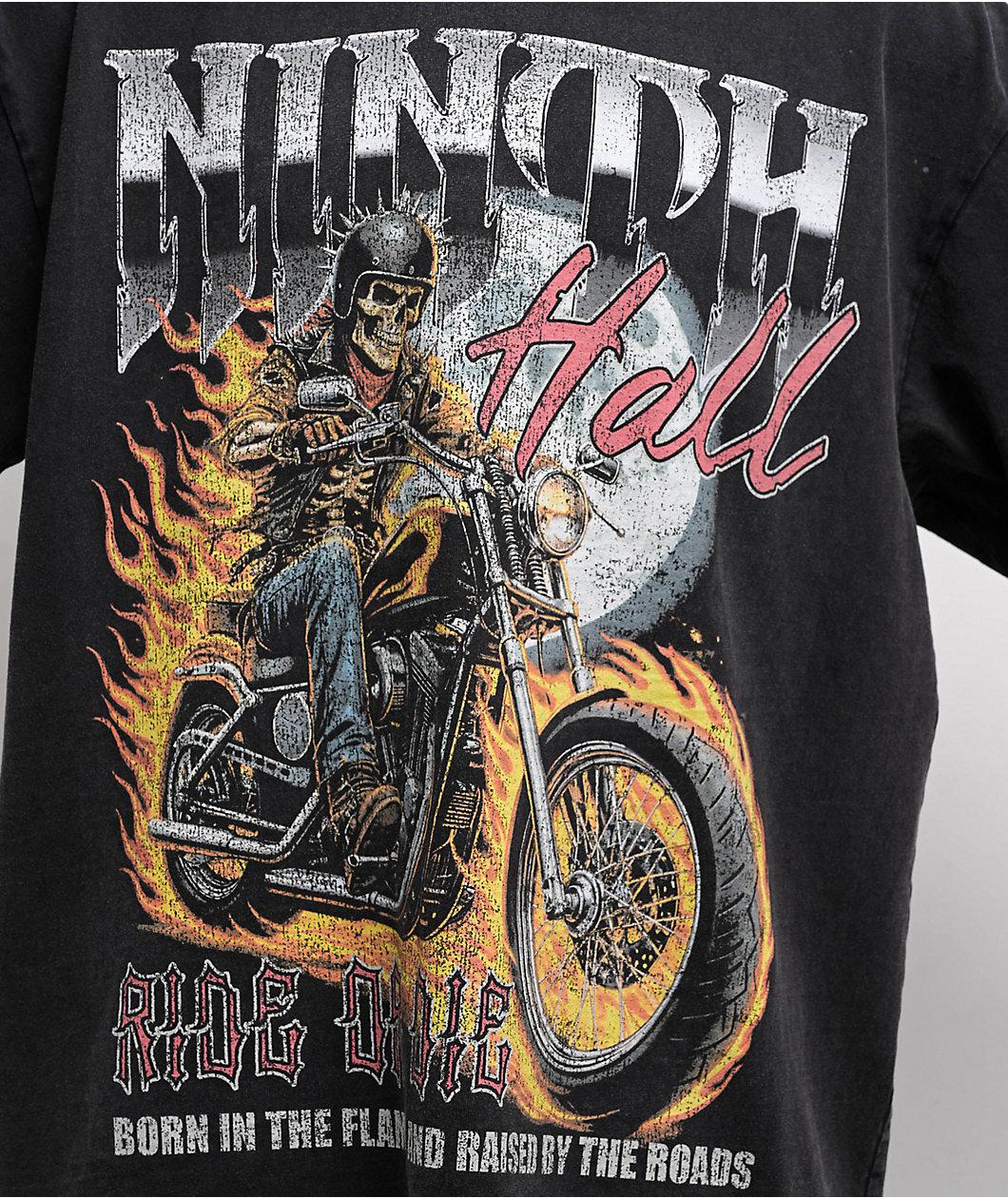 Ninth Hall Born In Flames Black Wash T-Shirt Product Image