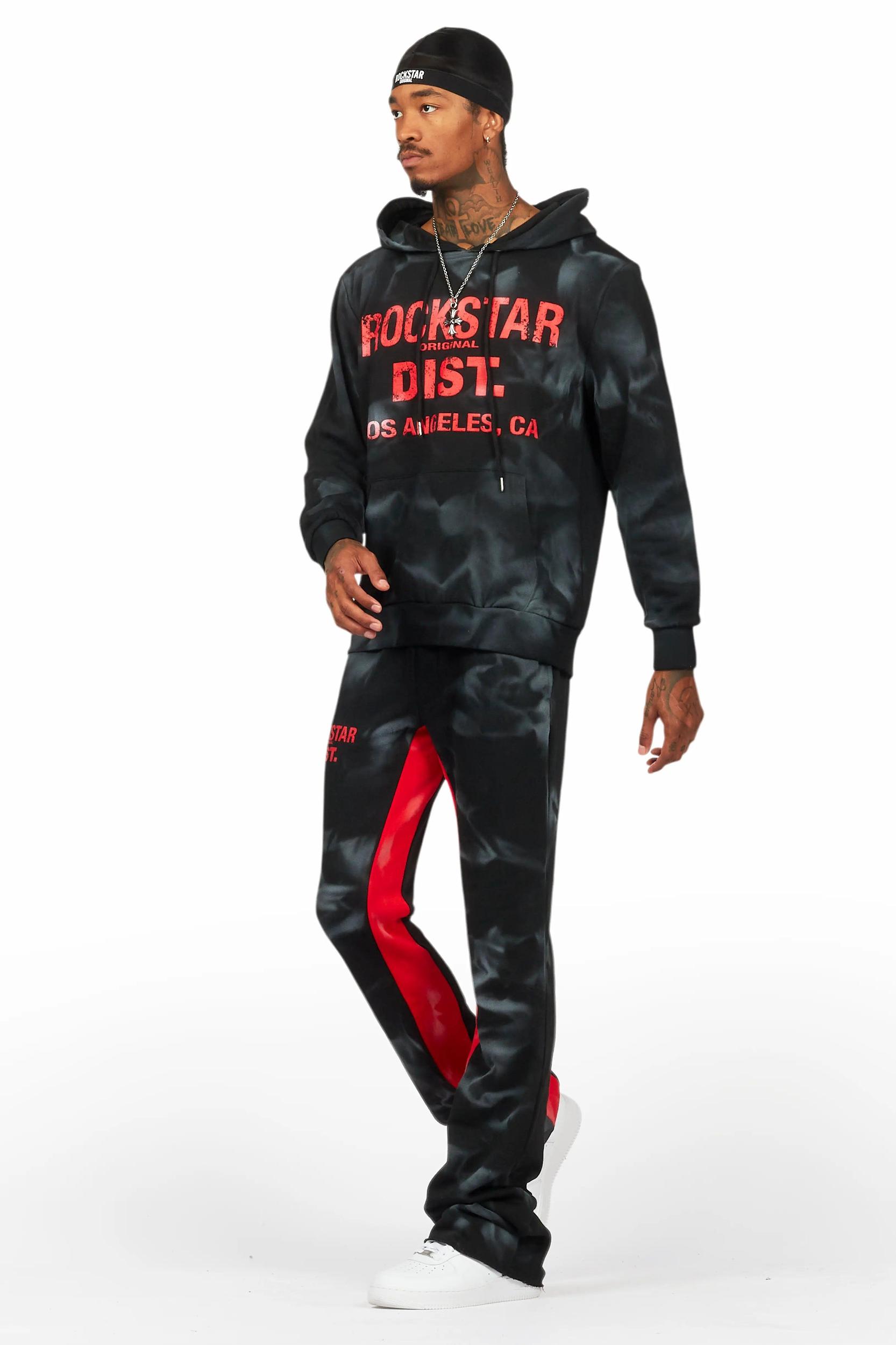 Nelly Black/Red Hoodie/Baggy Track Pant Set Male Product Image