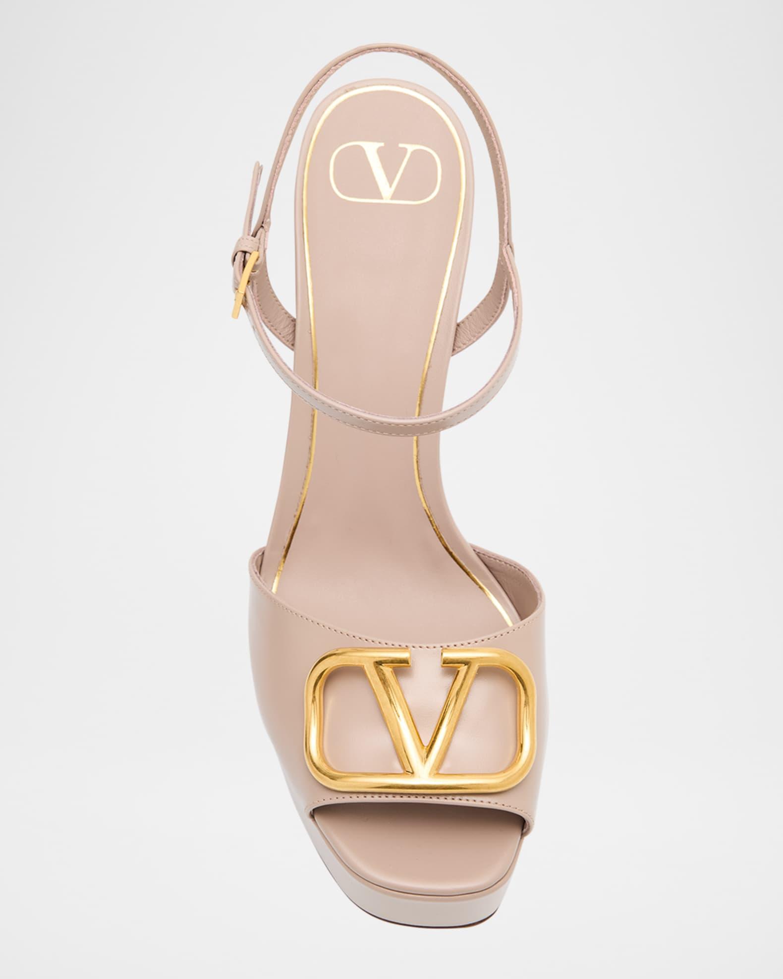 VLogo Signature Nappa Leather Platform Sandals Product Image