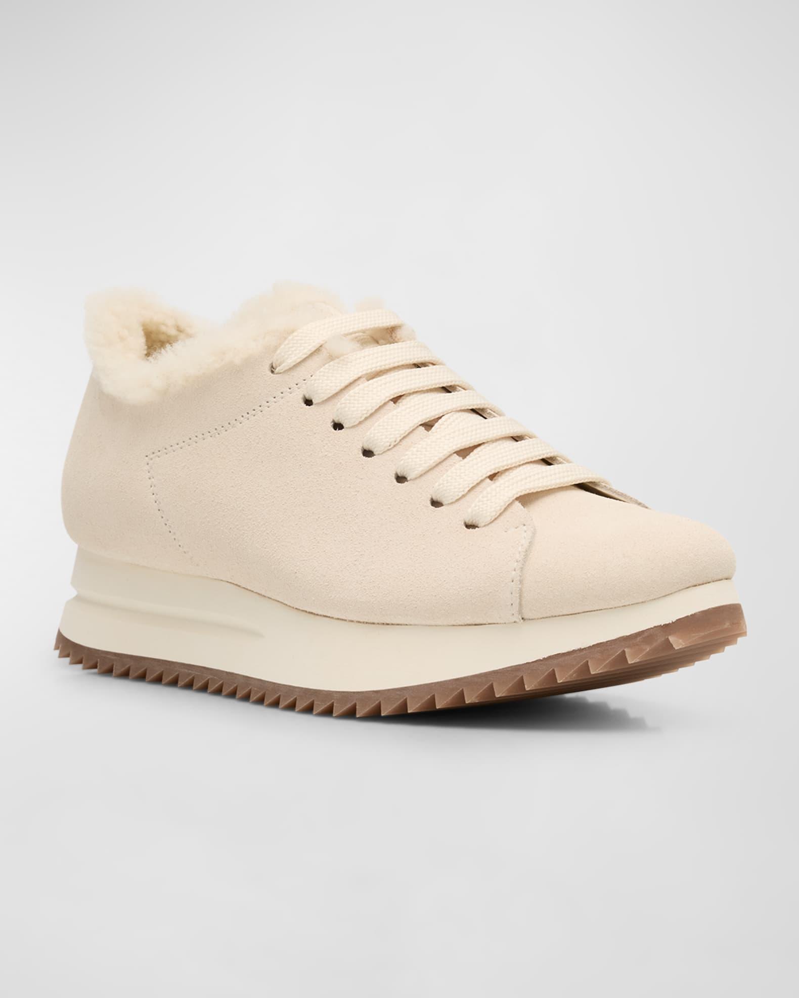 Orinda Suede Shearling Platform Sneakers Product Image