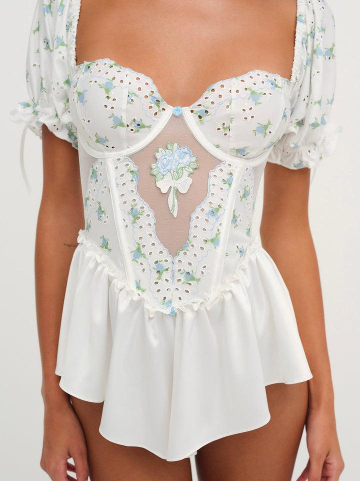 Budding Blossom Sleep Romper — White Product Image