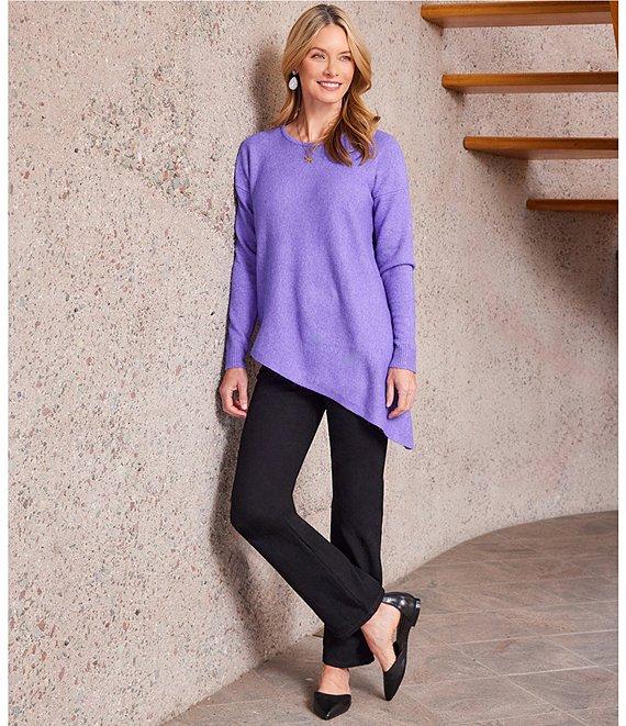 Karen Kane Crew Neckline Long Sleeve Asymmetrical Hemline Top Product Image