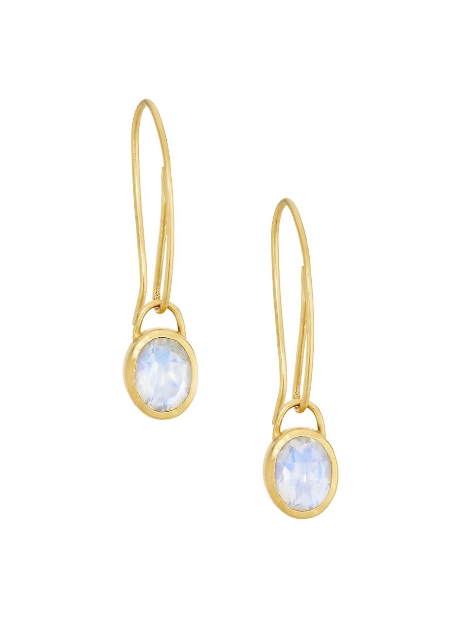 Womens 22K Yellow Gold & Moonstone Drop Earrings Product Image