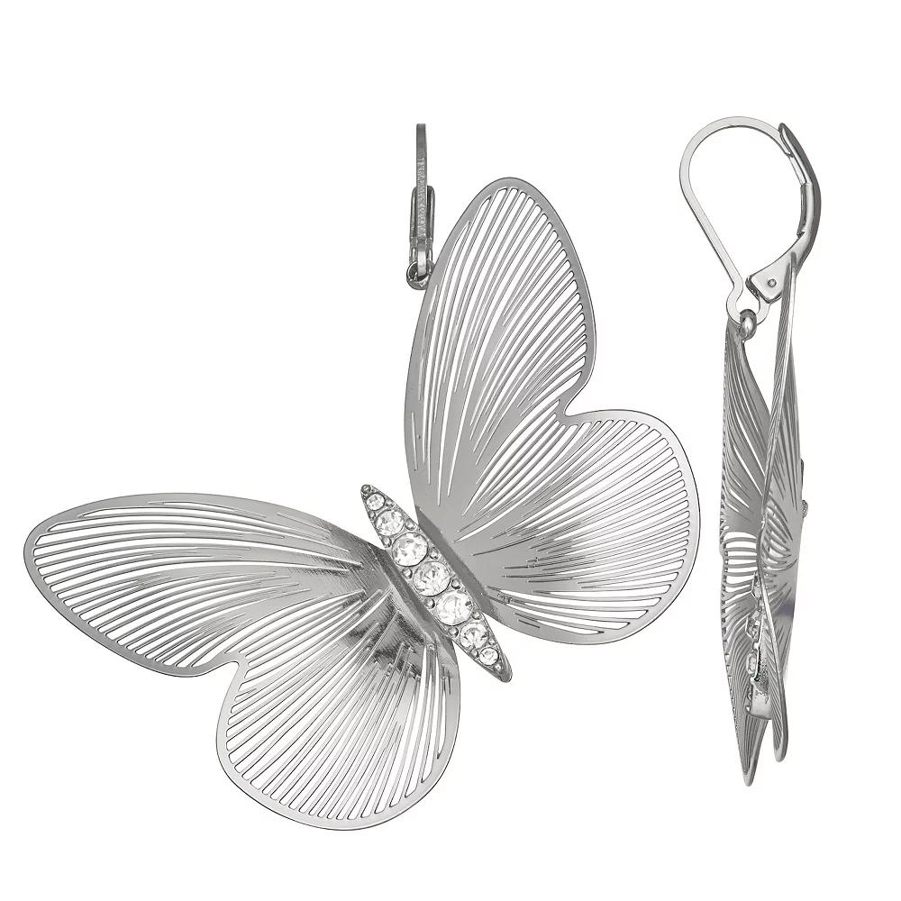 Simply Vera Vera Wang Butterfly Drop Earrings, Women's, Silver Tone Product Image
