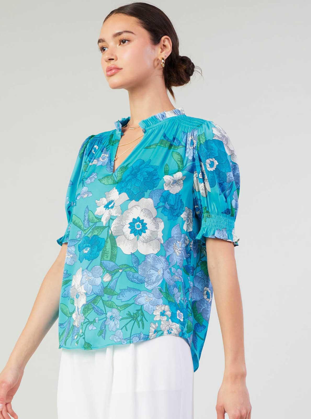 Floral Split Neck Blouse Product Image