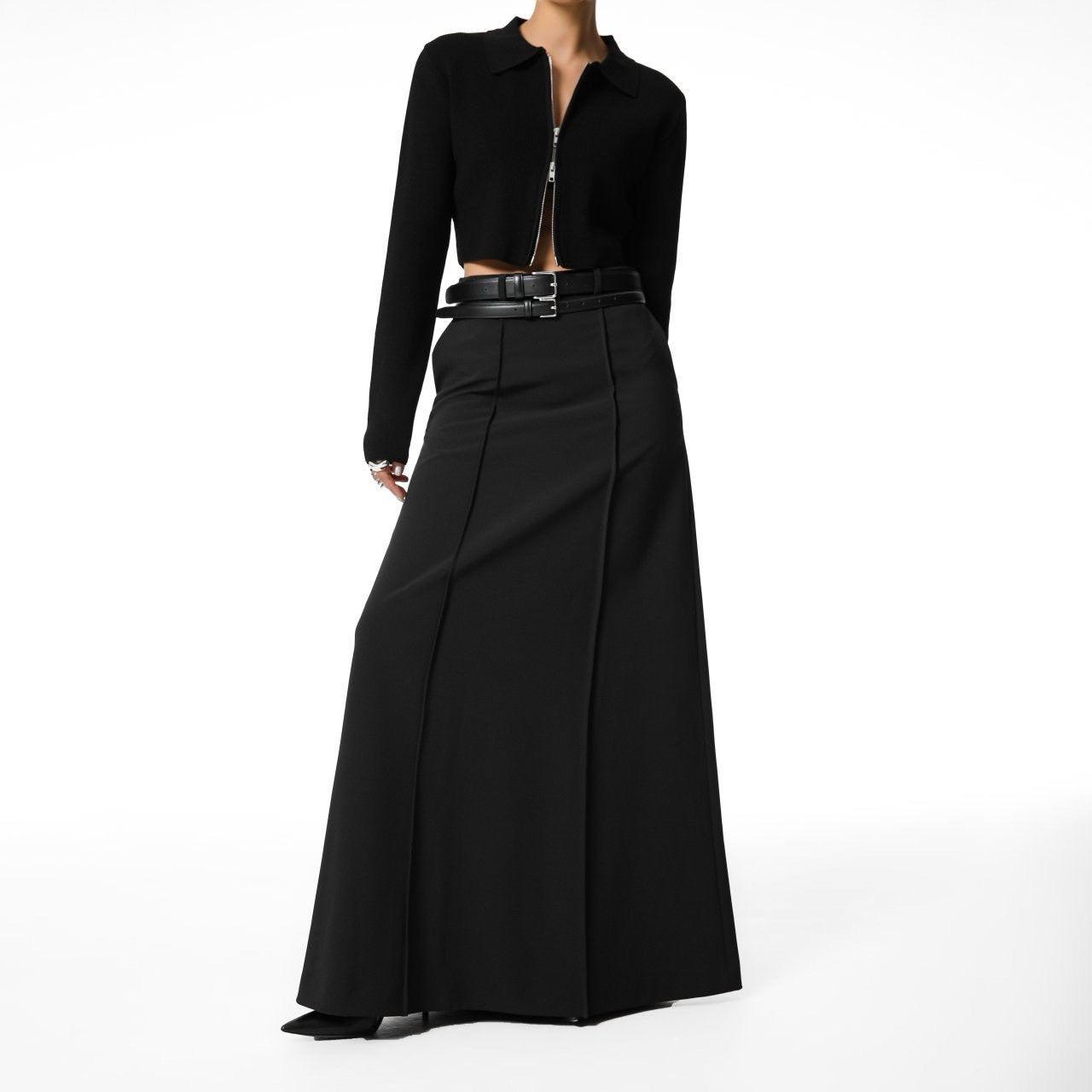 Cropped Knit Cardigan in Black Product Image