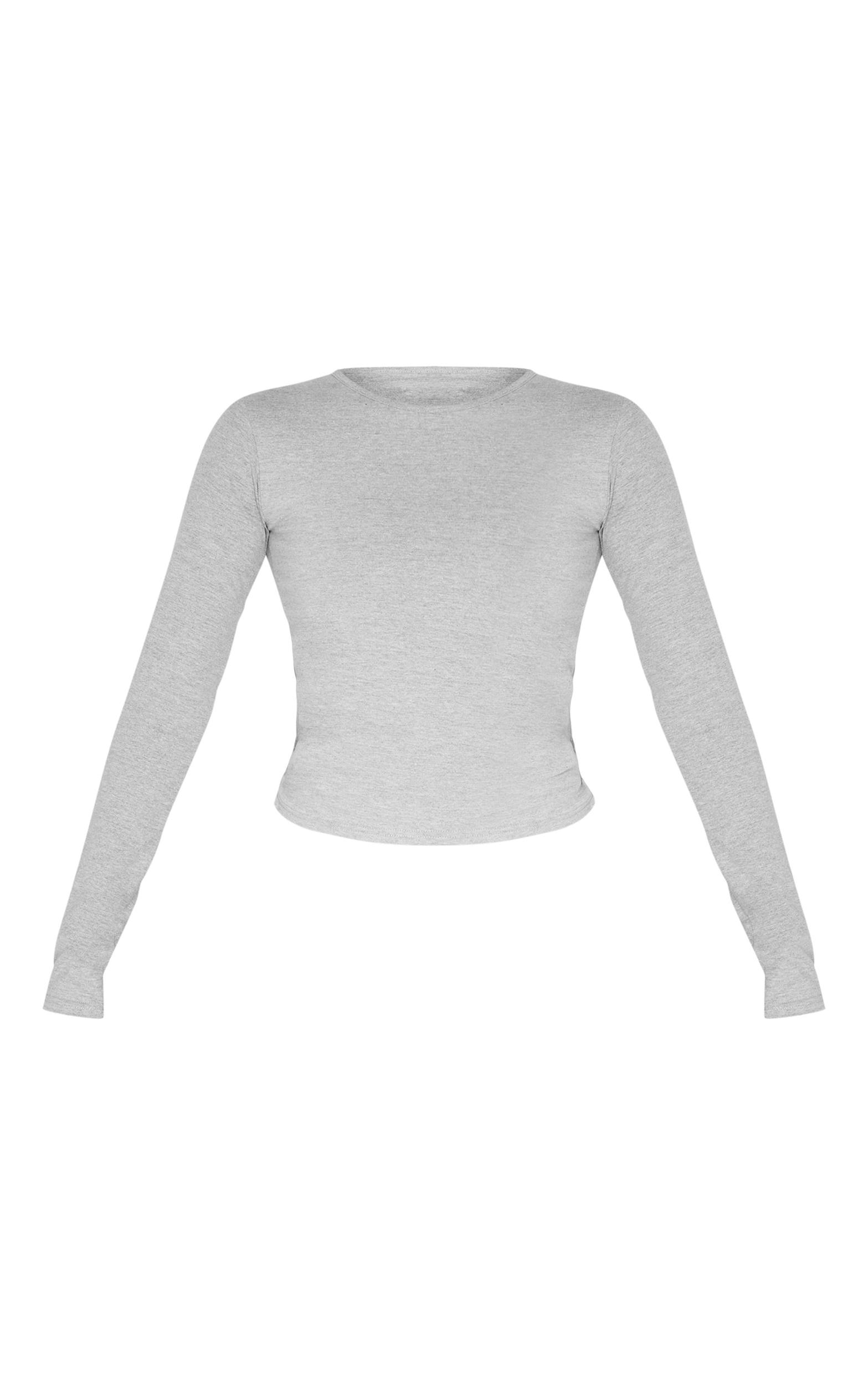 Ash Grey Premium Cotton Fitted Long Sleeve T-shirt Product Image