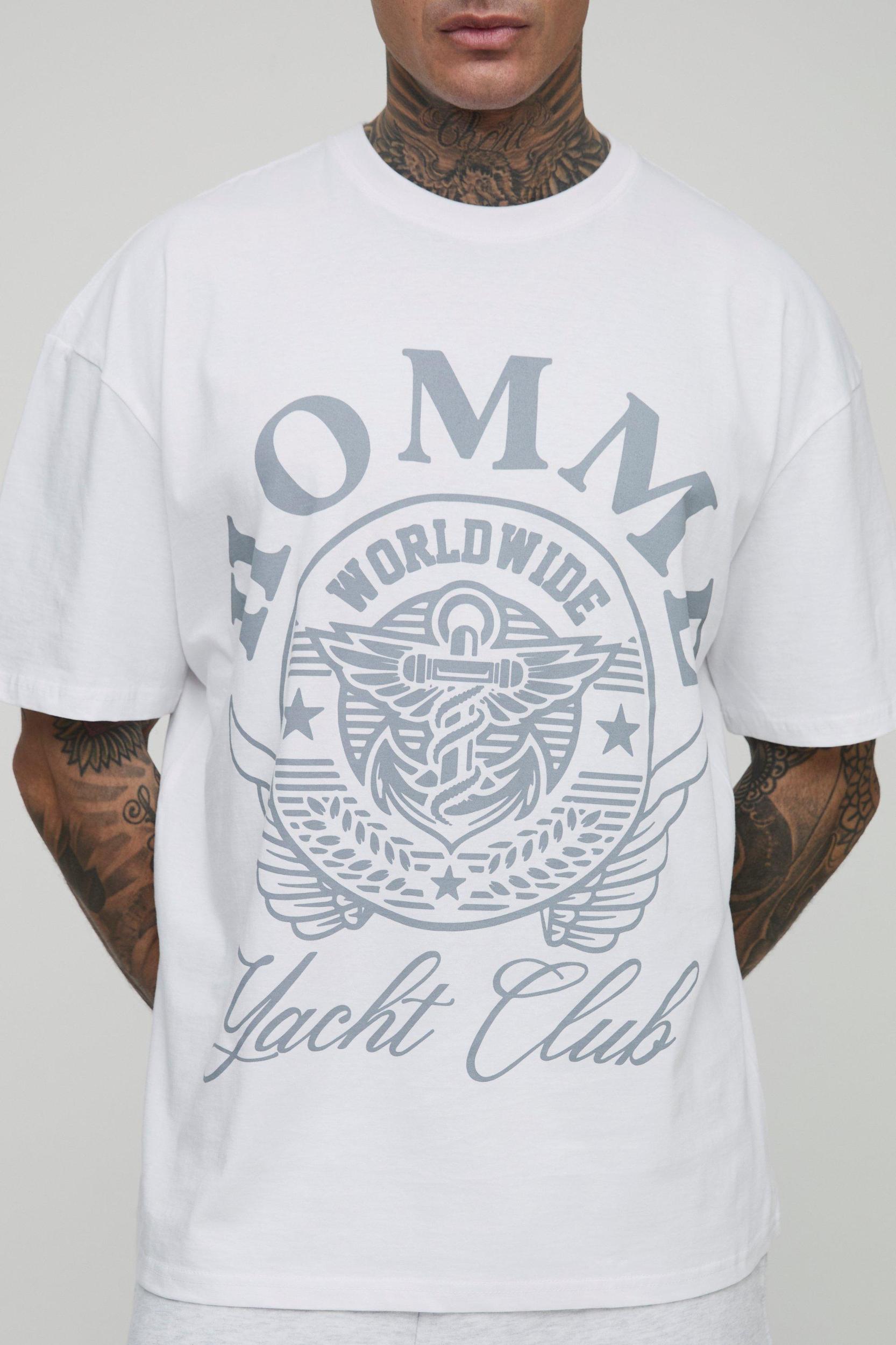 Tall Oversized Homme Varsity Print T-Shirt | boohooMAN USA Product Image