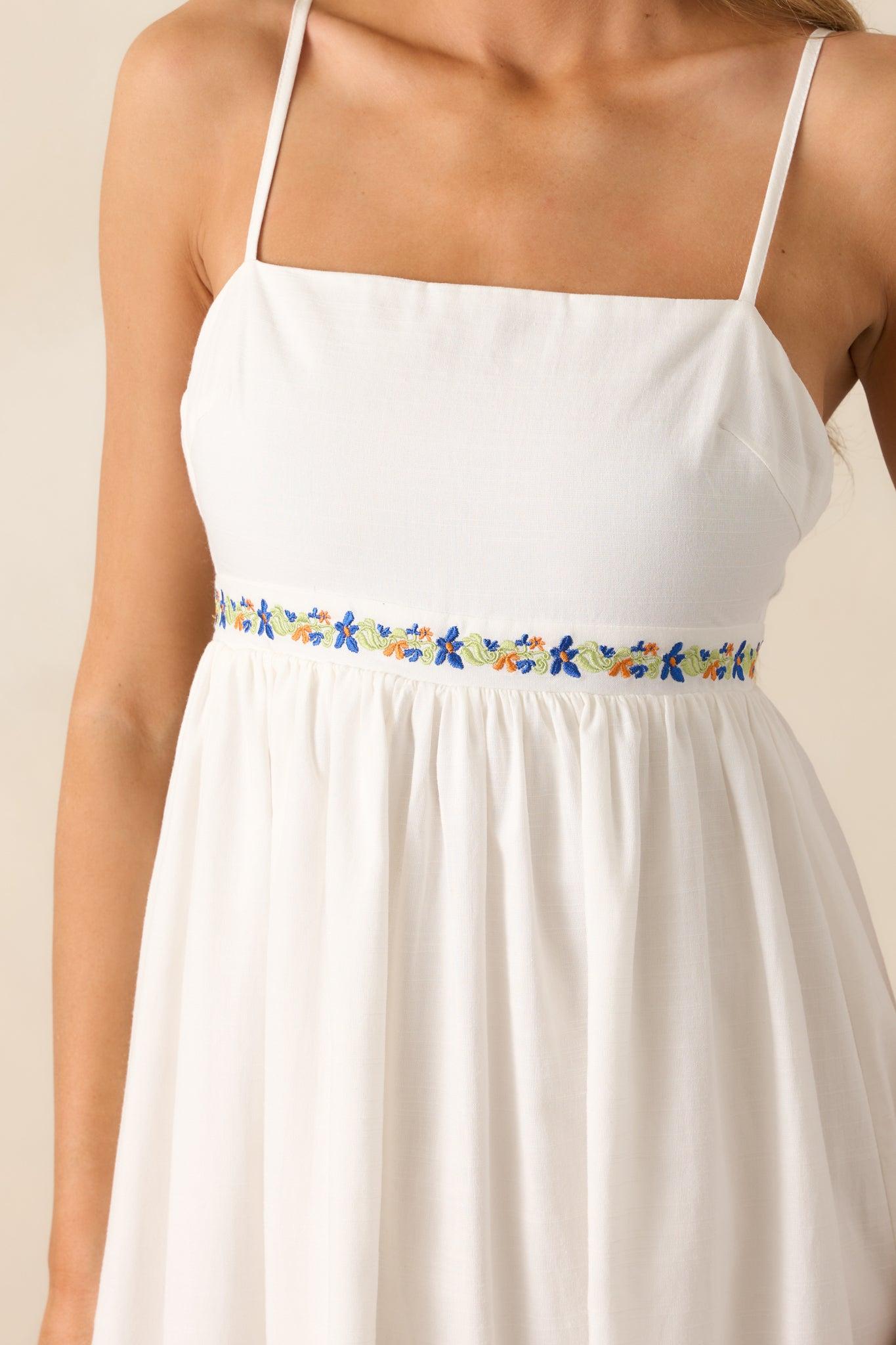 MINKPINK Elini Ivory Embroidered Midi Dress Product Image