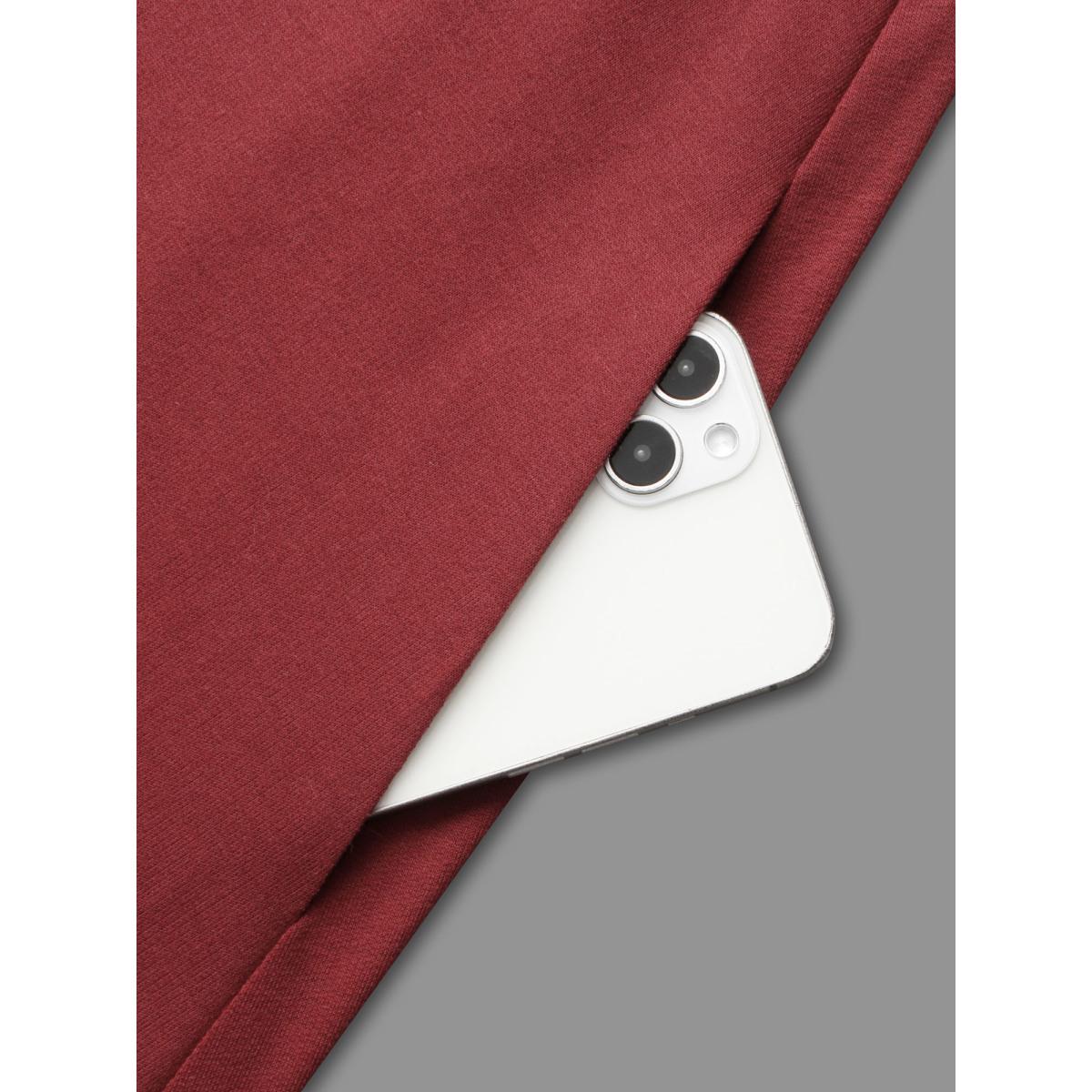 Plus Size Solid Round Neck Midi Knit Dress Burgundy Women Casual Non Knit Dresses Bloomchic 28/5X Product Image