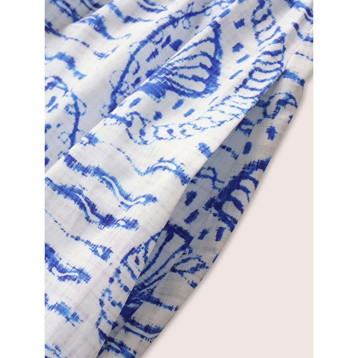 Plus Size Marine Elements Ruffles Tie Knot Maxi Dress LightBlue Women Resort Tie knot Heart neckline Cap Sleeve Curvy BloomChic 28/5X Product Image