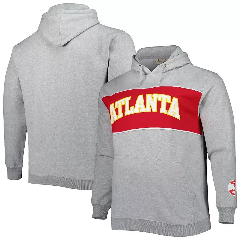 Men's Fanatics Branded Heather Gray Atlanta Hawks Big & Tall Wordmark Pullover Hoodie,  Product Image