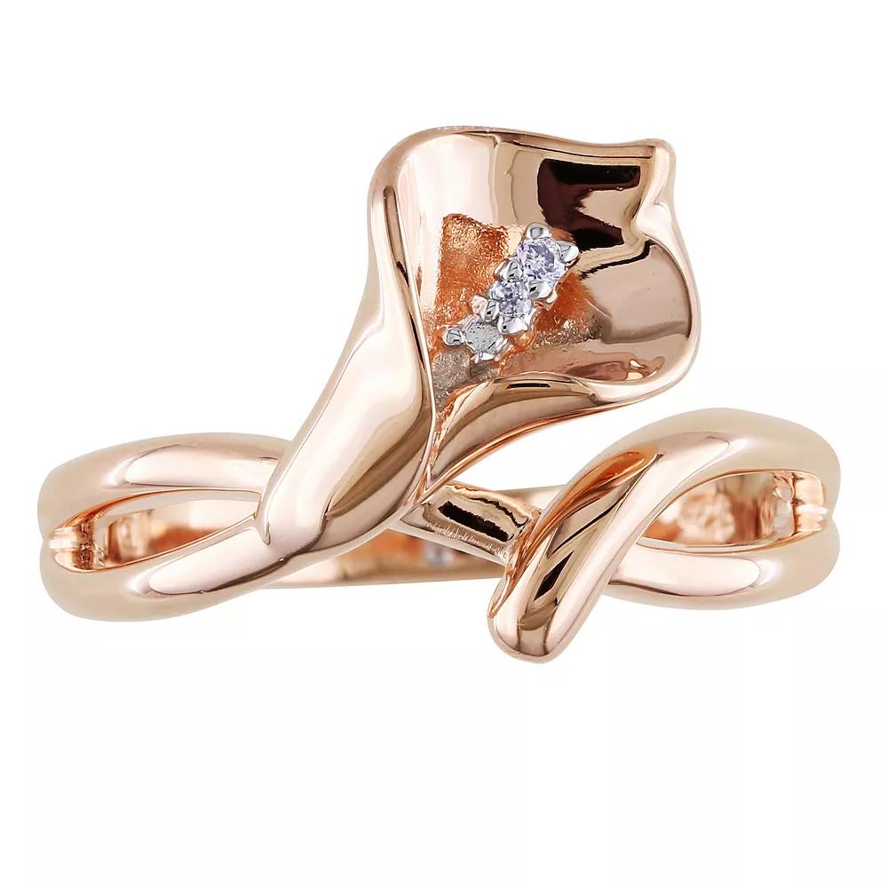 Stella Grace 18k Rose Gold Over Sterling Silver Diamond Accent Calla Lily Ring, Women's, Size: 9 Product Image