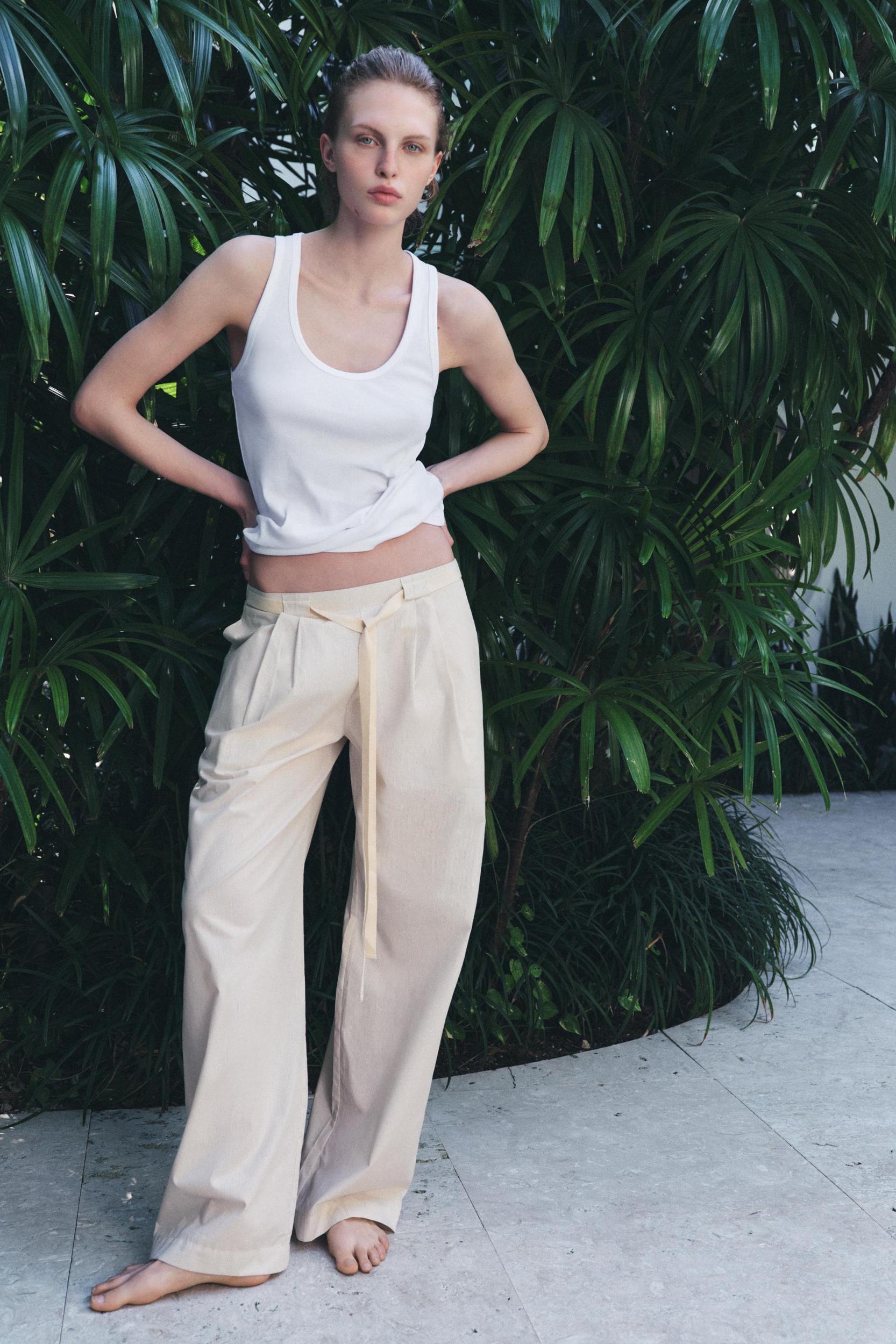 STRIPED POPLIN PANTS Product Image