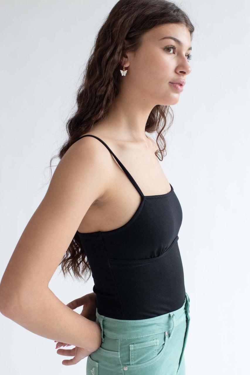 Black Empire Waist Cami Bodysuit Product Image