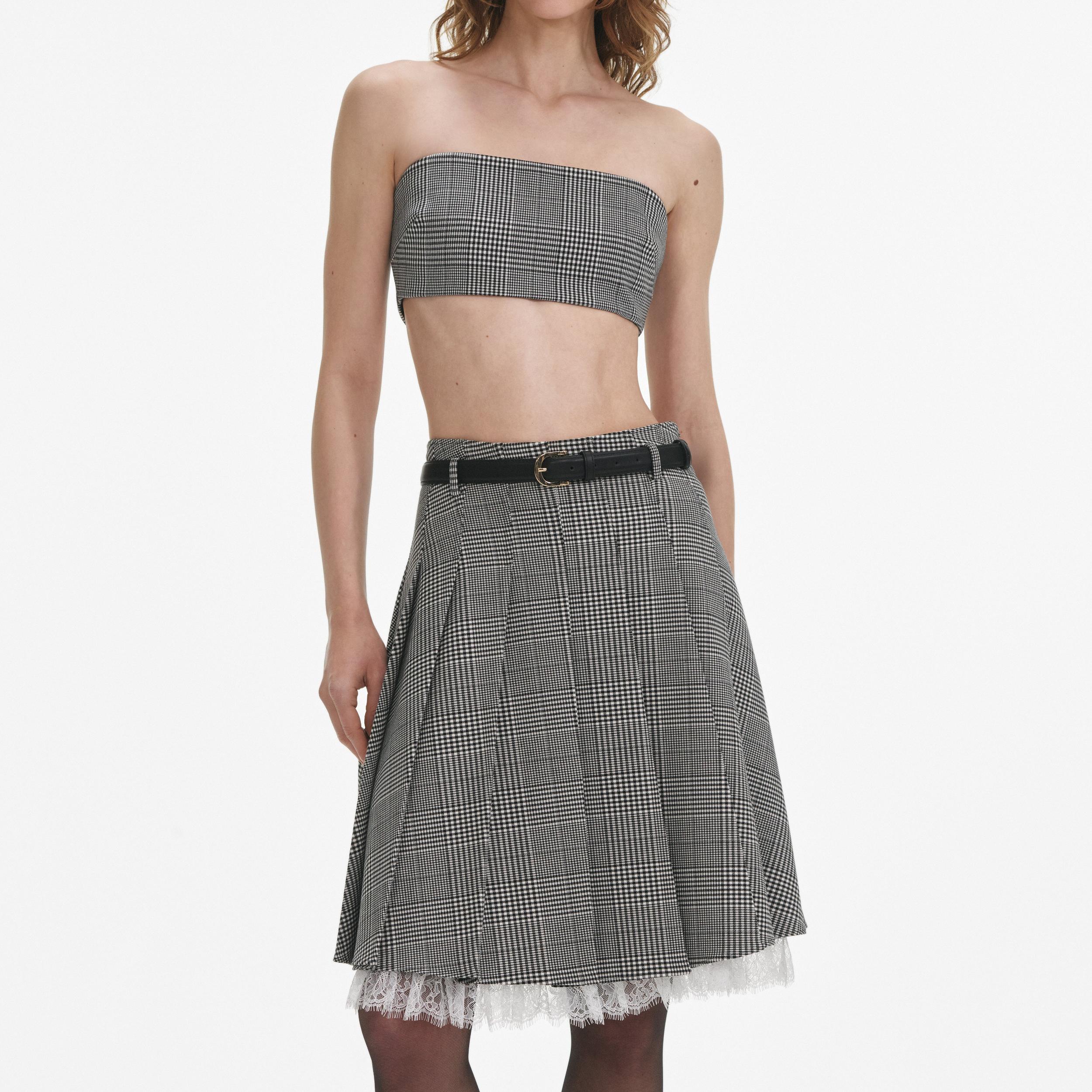 Prince Of Wales Check Pleated Midi Skirt Product Image