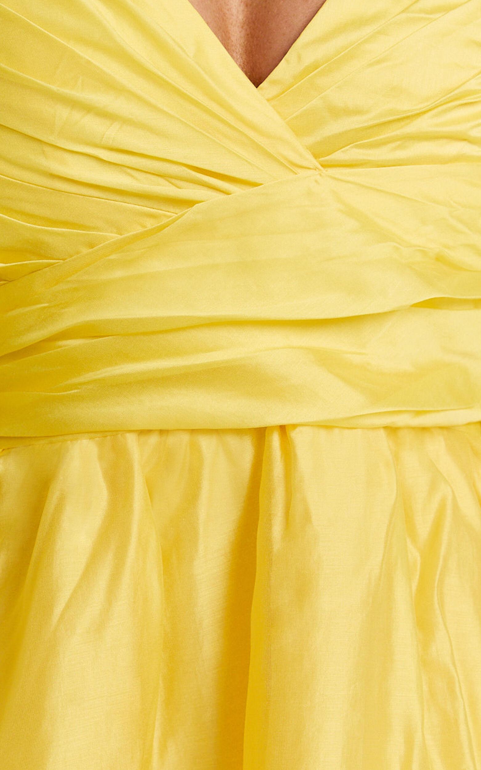 Amalie The Label - Thalia Sweetheart Off Shoulder Mini Dress in Yellow Product Image