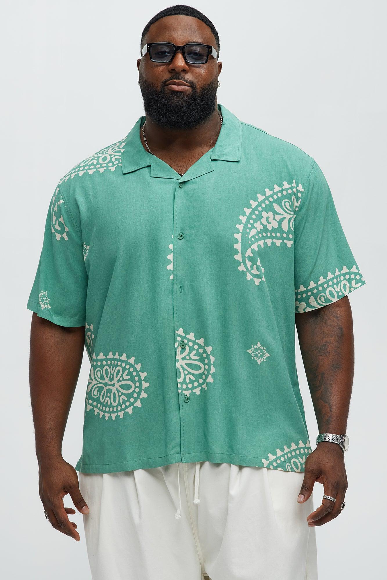 Paisley Rayon Shirt - Sage Male Product Image