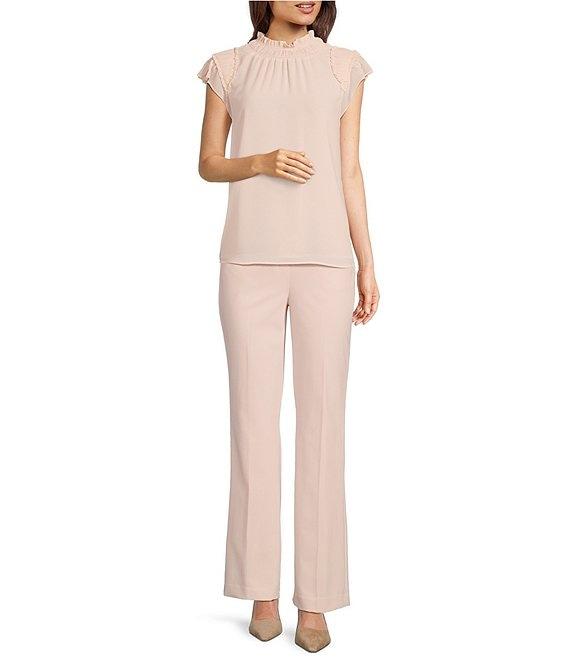 Calvin Klein Chiffon Mock Neck Ruffle Detail Top Product Image