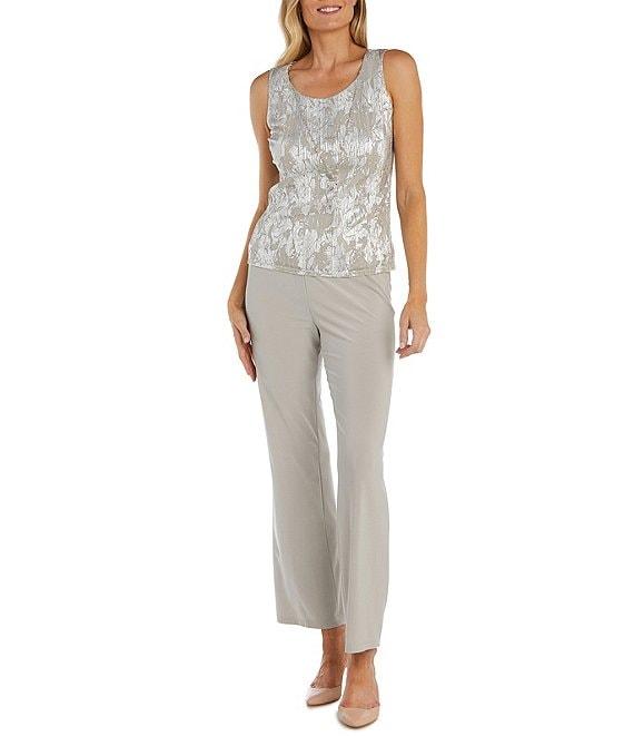 R & M Richards 3/4 Sleeve Scoop Neck 3-Piece Pant Set Product Image