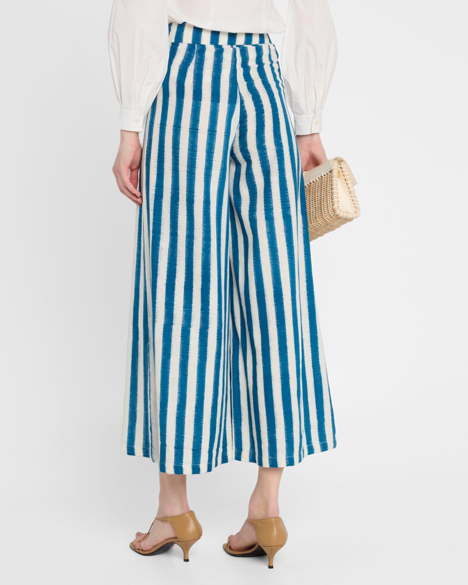 Adele Striped Wide-Leg Ankle Pants Product Image