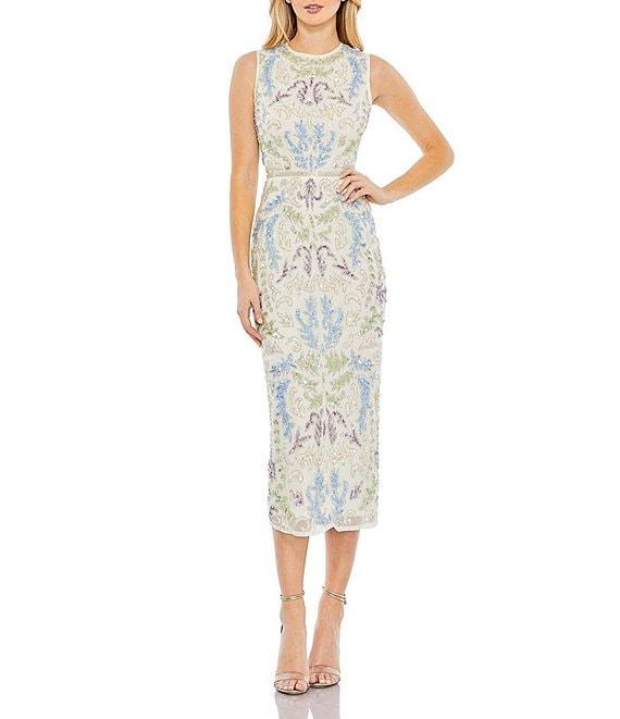 Mac Duggal Embellished Crew Neck Sleeveless Midi Dress Product Image