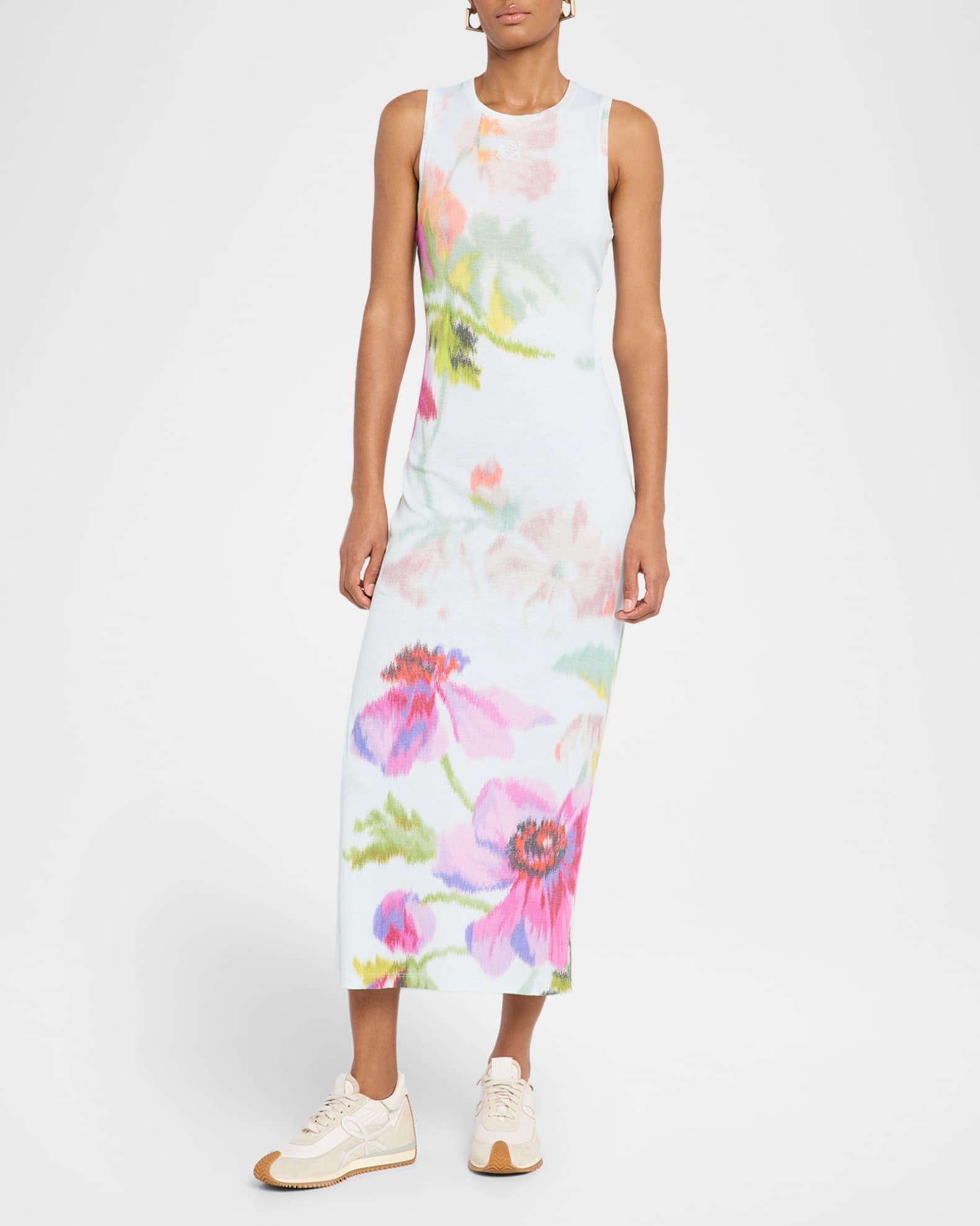 Floral Print Mesh Sleeveless Ankle Dress Product Image