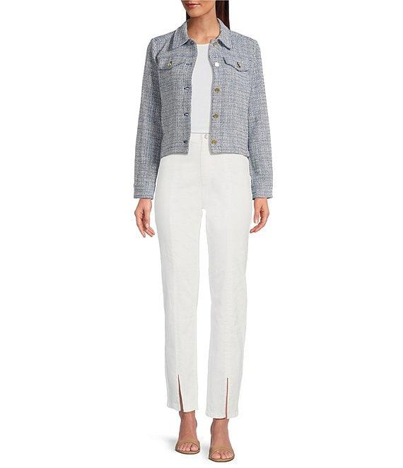 J.McLaughlin Colby Tweed Point Collar Long Sleeve Button Front Jacket Product Image