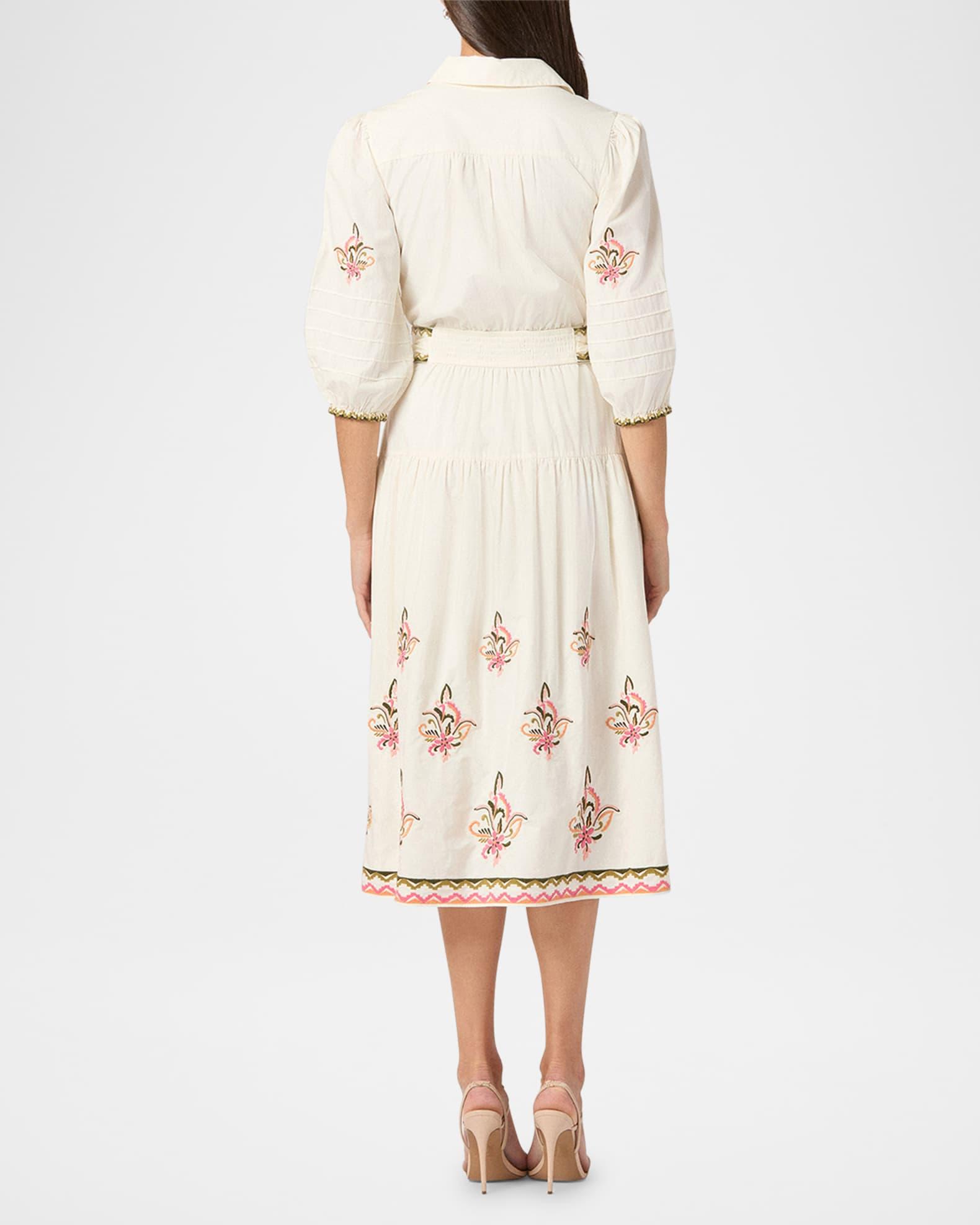 Paisley Embroidered Cotton Midi Shirtdress Product Image