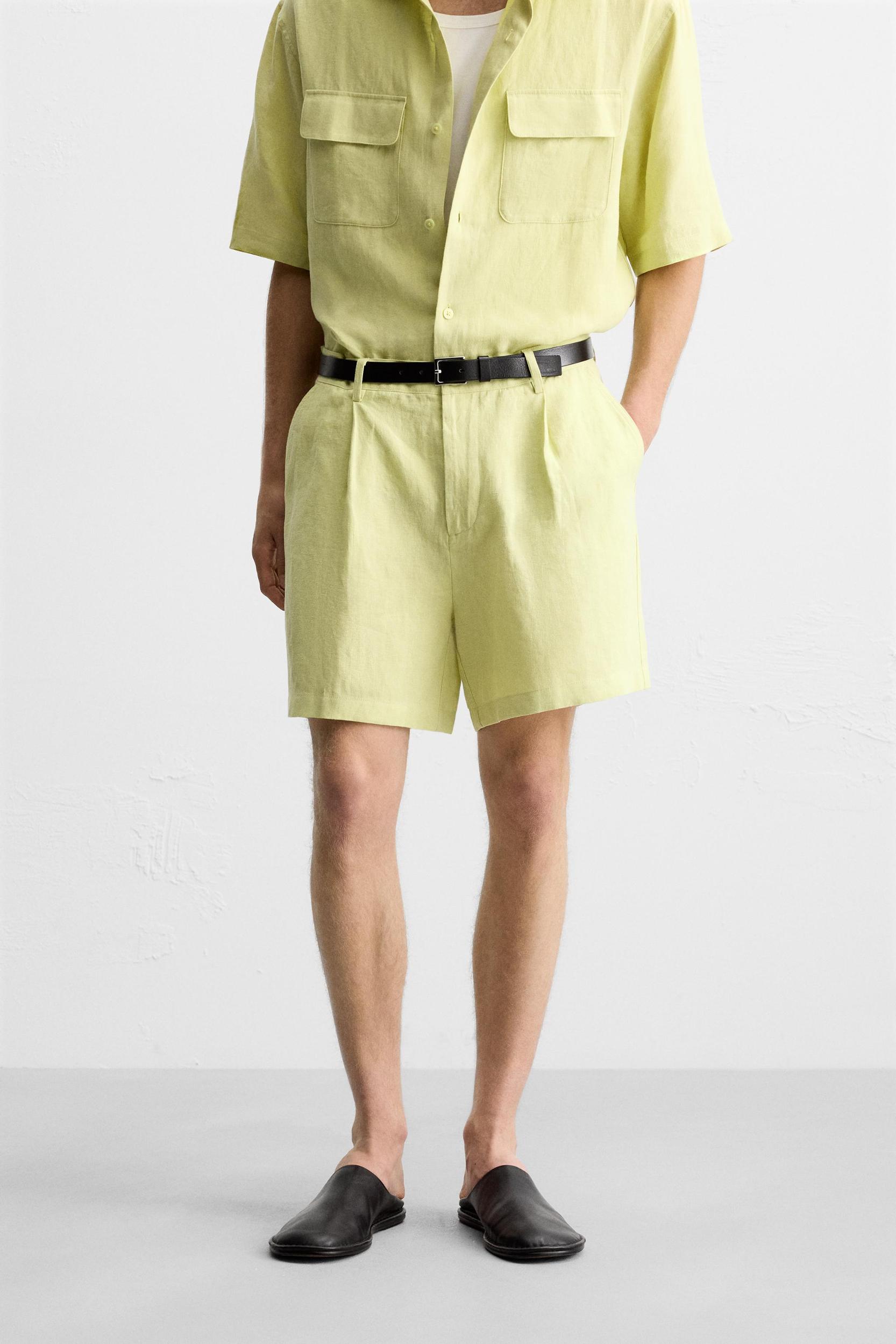 100% LINEN BERMUDA SHORTS Product Image