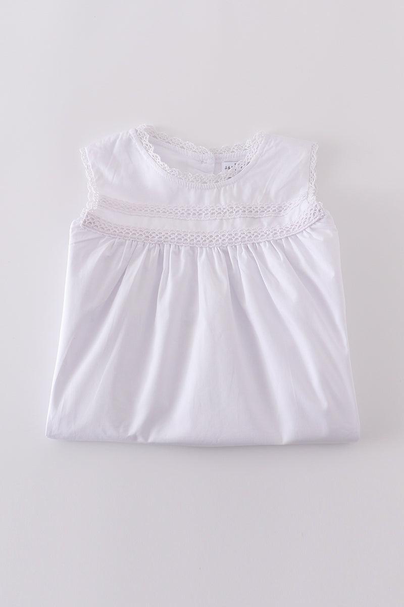 Premium white floral embroidery ruffle dress Product Image