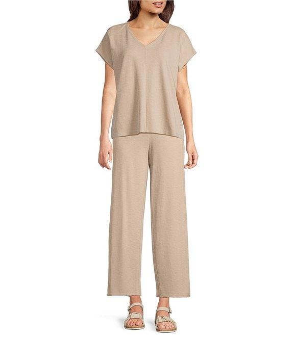 Eileen Fisher Organic Cotton Rib Knit Straight Ankle Pants Product Image
