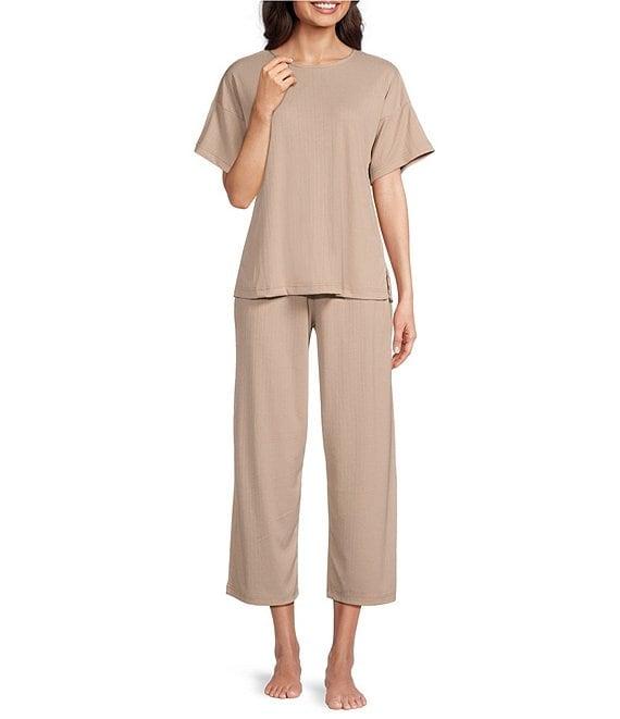 N by Natori Soothe Short Sleeve Round Neck Ribbed Knit Lounge Set Product Image