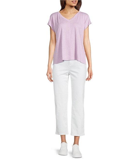 Eileen Fisher Organic Cotton Blend Stretch Denim Straight Cropped Jeans Product Image
