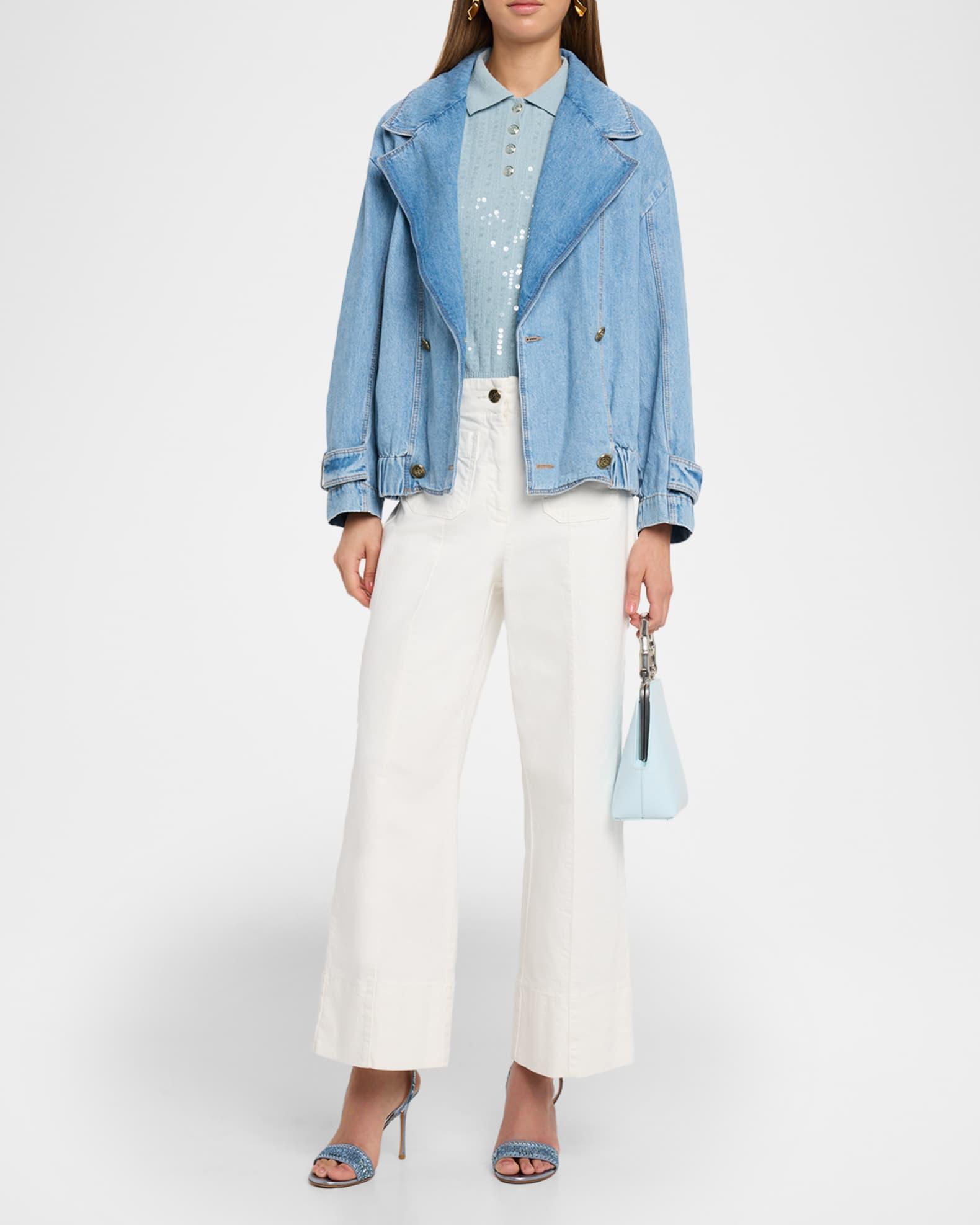 Velain Cropped Wide-Leg Stretch Cotton Trousers Product Image