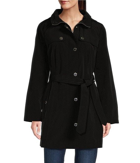 London Fog Stand Collar Water Resistant Hooded Rain Coat Product Image