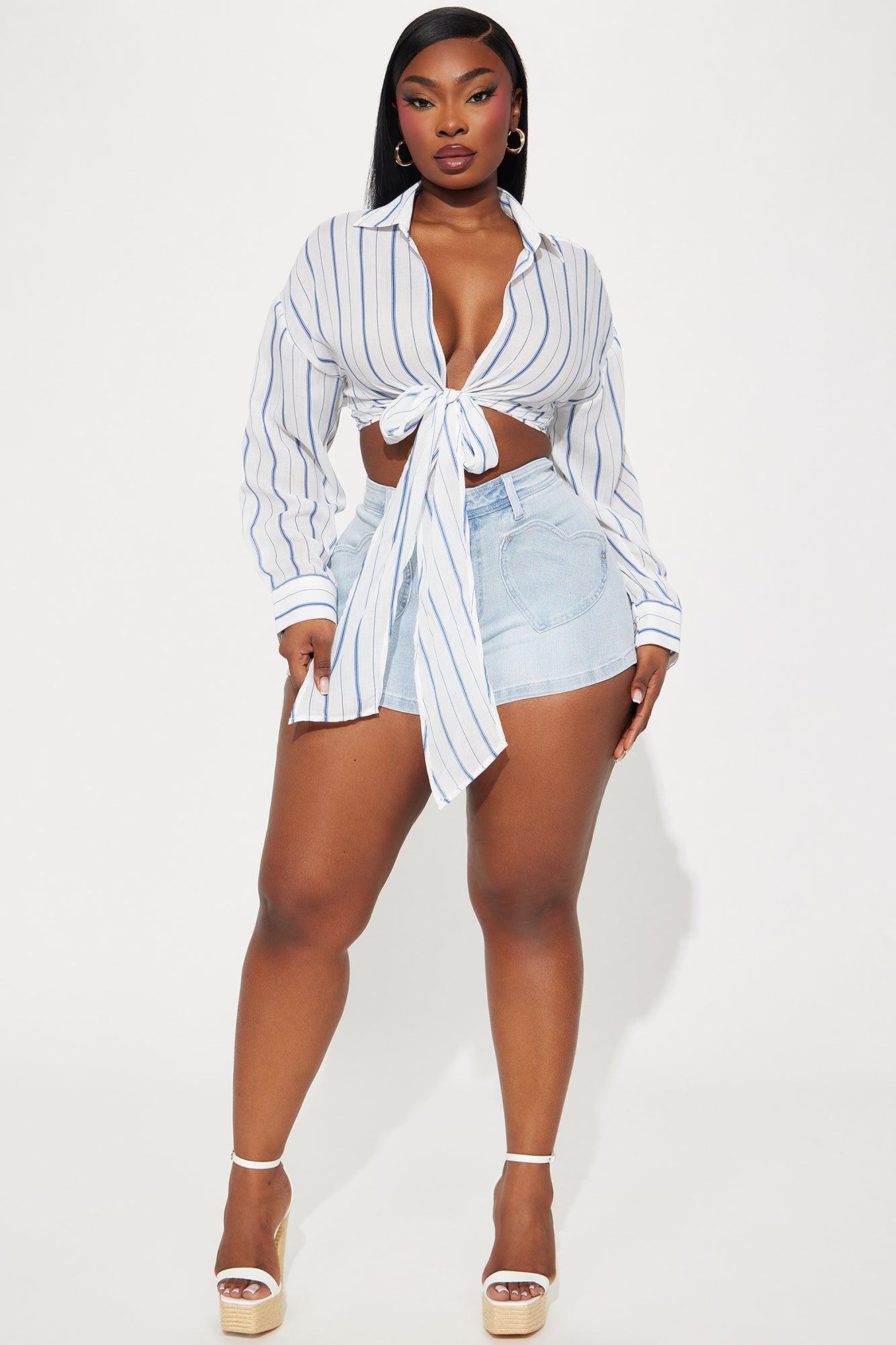 Cape Cod Striped Blouse Top - Blue/combo Product Image