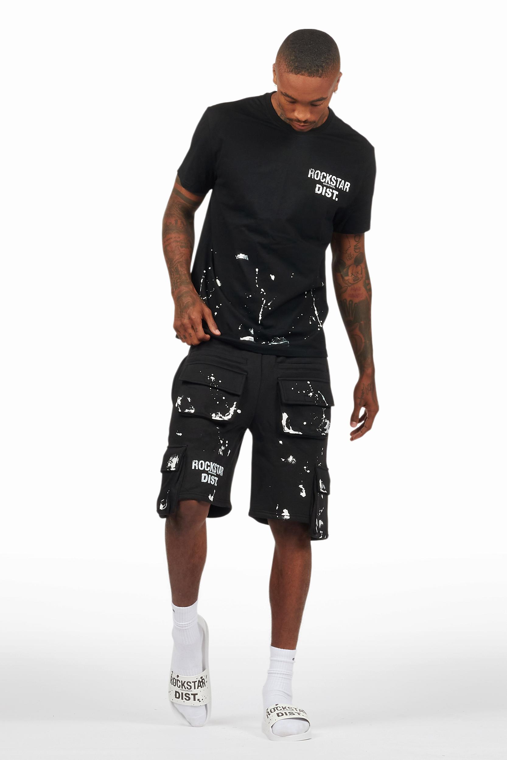Raffer Black/White T-Shirt Cargo Shorts Set Male Product Image