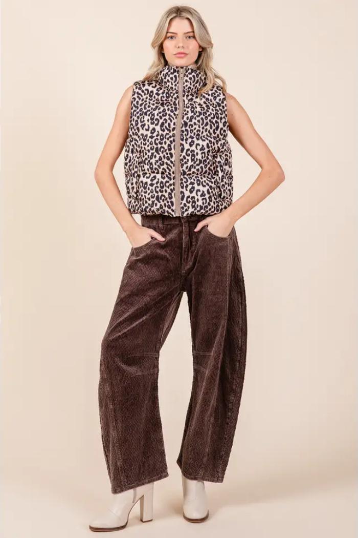 Leopard Puffer Vest Product Image