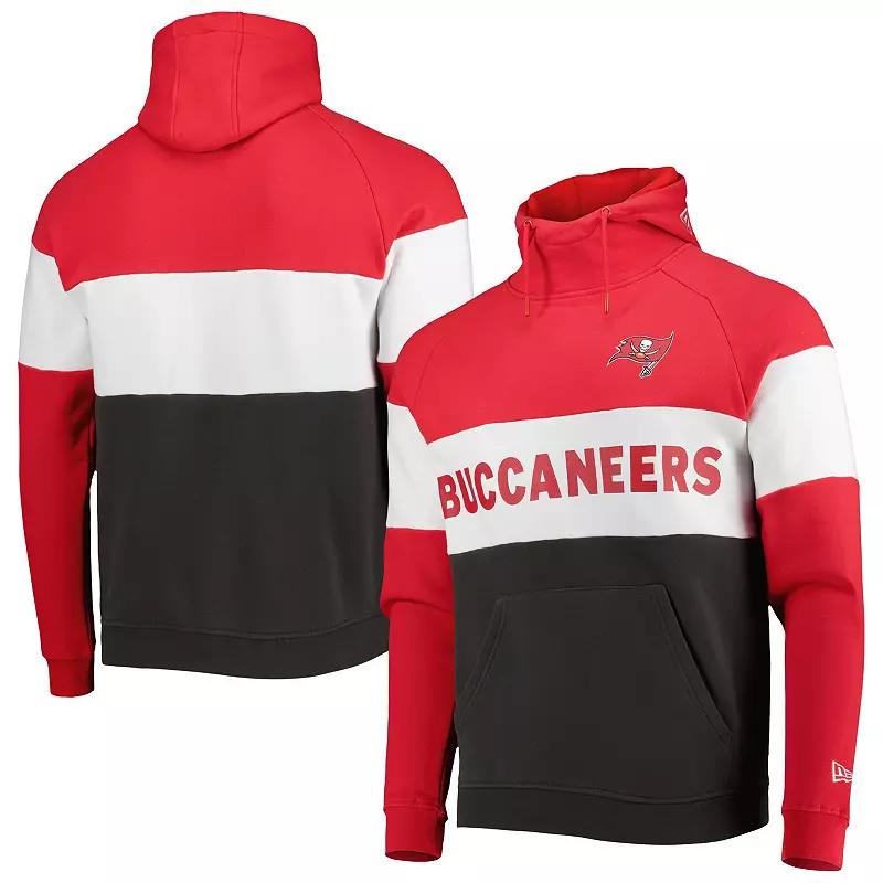 Men's New Era Heather Charcoal/Red Tampa Bay Buccaneers Colorblock Current Pullover Hoodie, Size: XL Product Image