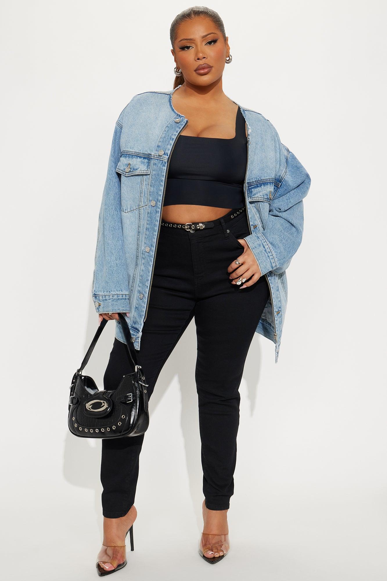 Alani Collarless Denim Jacket - Medium Wash Female Product Image