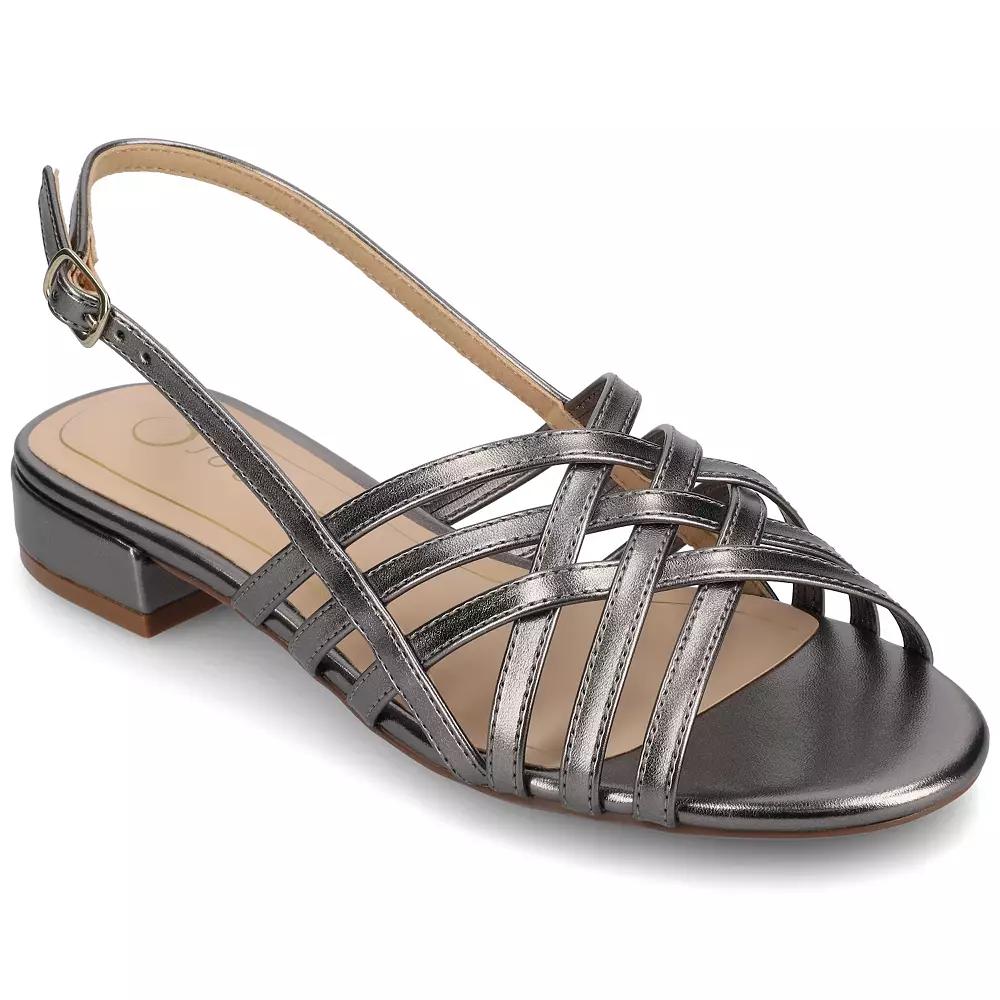 Journee Cassandra Womens Tru Comfort Foam Faux Leather Woven Sandals Silver Product Image