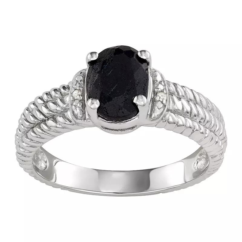 Jewelexcess Sterling Silver Sapphire & Diamond Accent Ring, Women's, Size: 7 Product Image