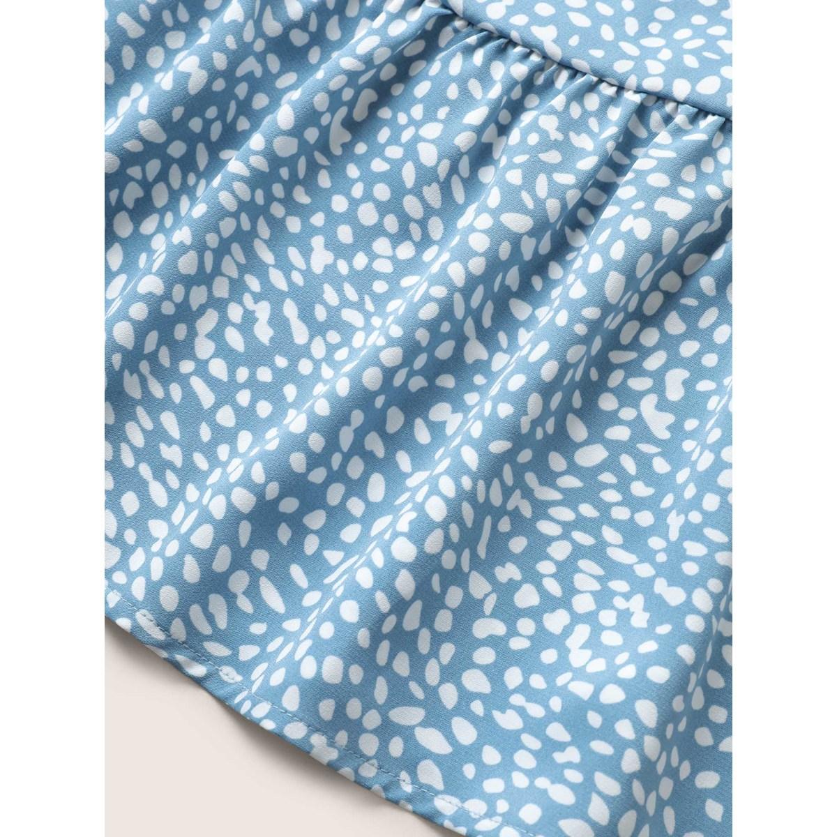 Plus Size LightBlue Polka Dot Off Shoulder Ruffles Belted Jumpsuit Women Resort Short sleeve One-shoulder neck Vacation Loose Jumpsuits BloomChic 18-20/2X Product Image