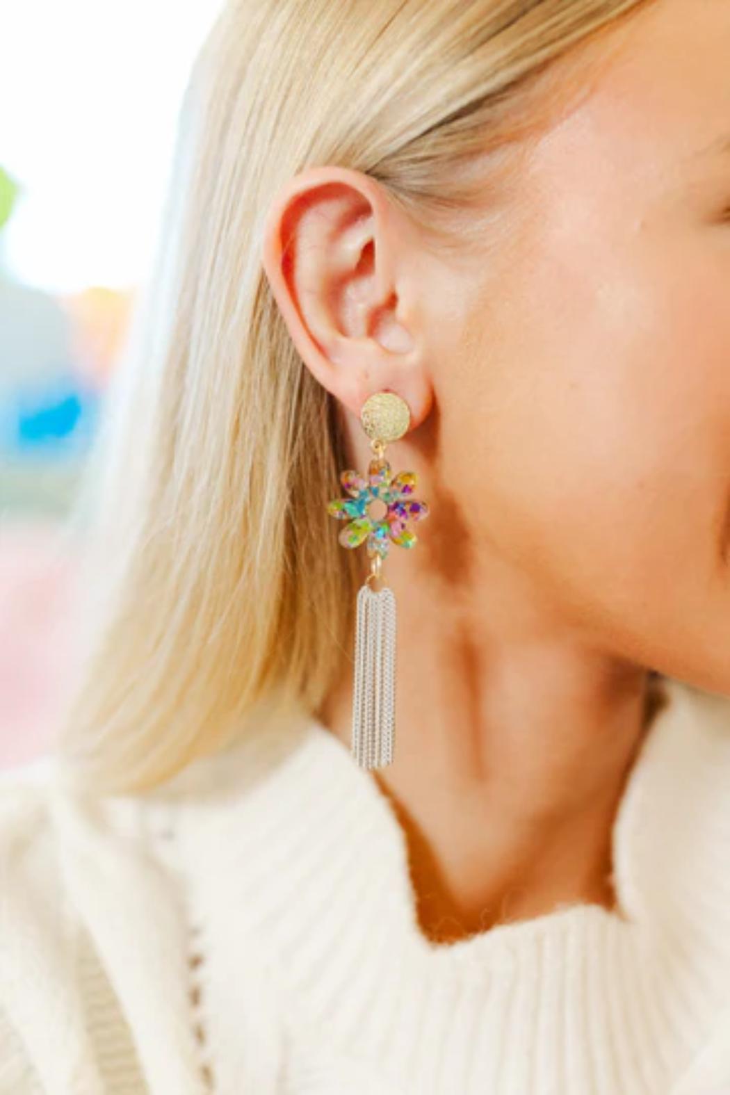 "Sally" Flower Tassel Earrings Product Image