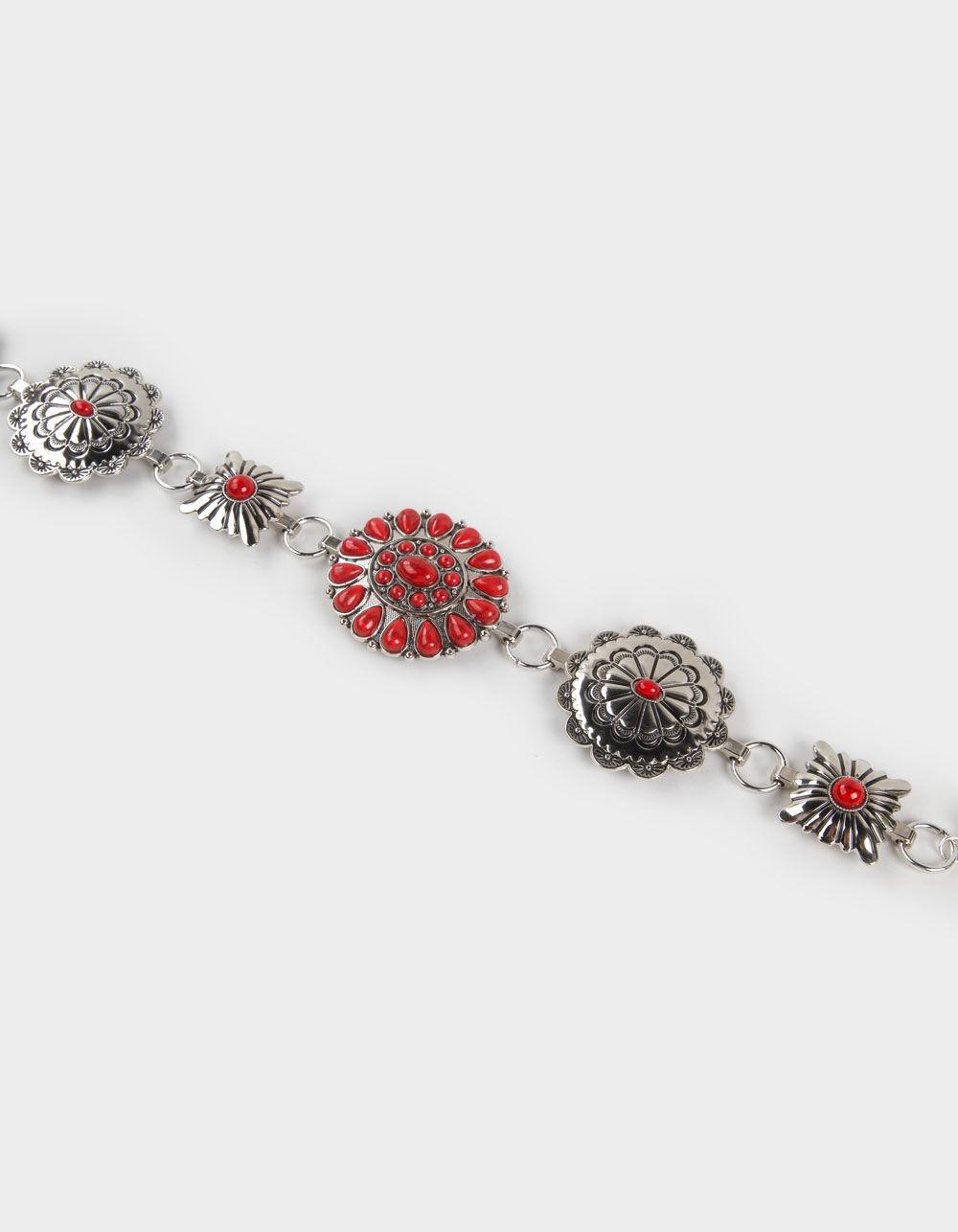 Red Concho Womens Chain Belt - RED COMBO Product Image