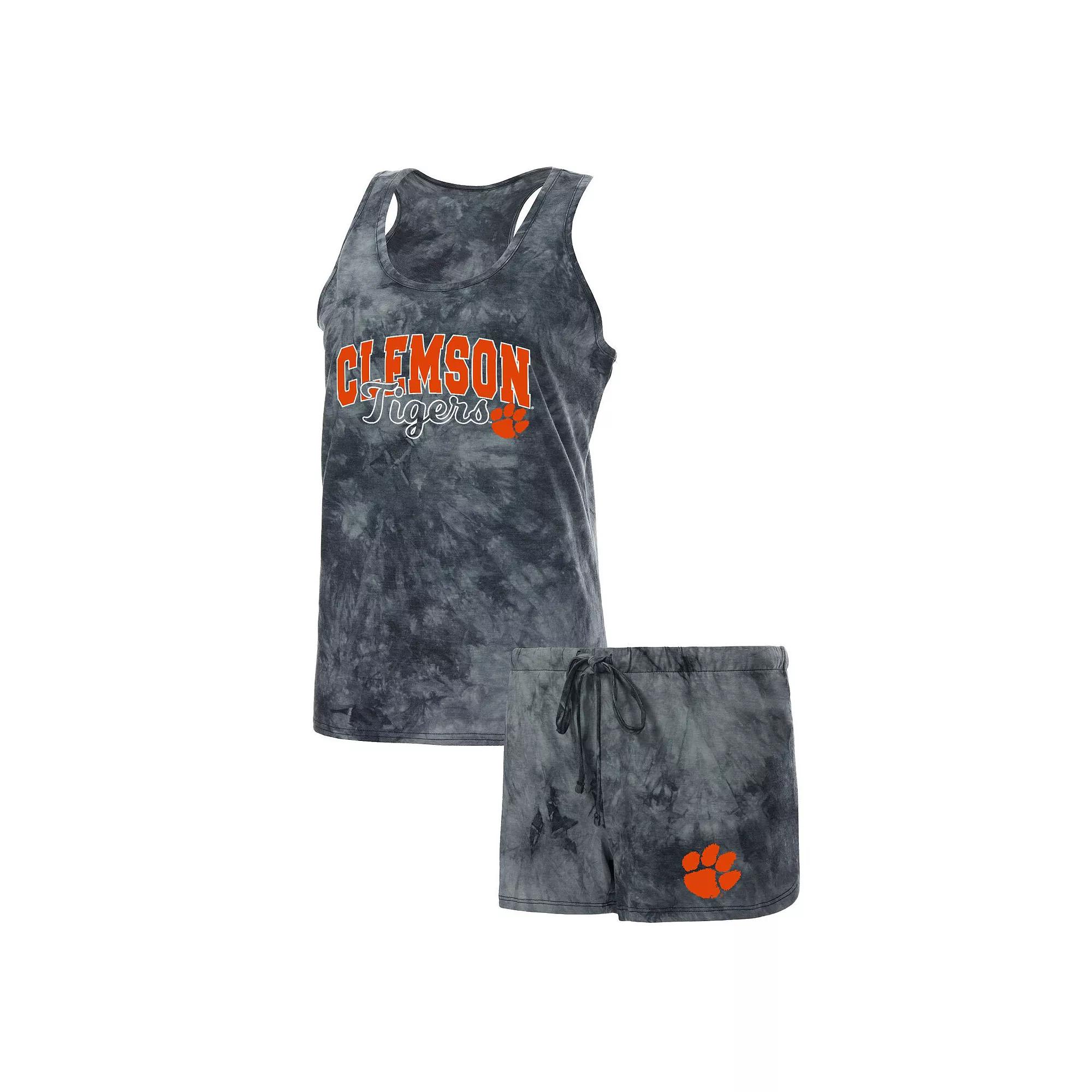 Women's Concepts Sport Charcoal Clemson Tigers Billboard Tie-Dye Tank Top and Shorts Sleep Set, Size: Medium Product Image