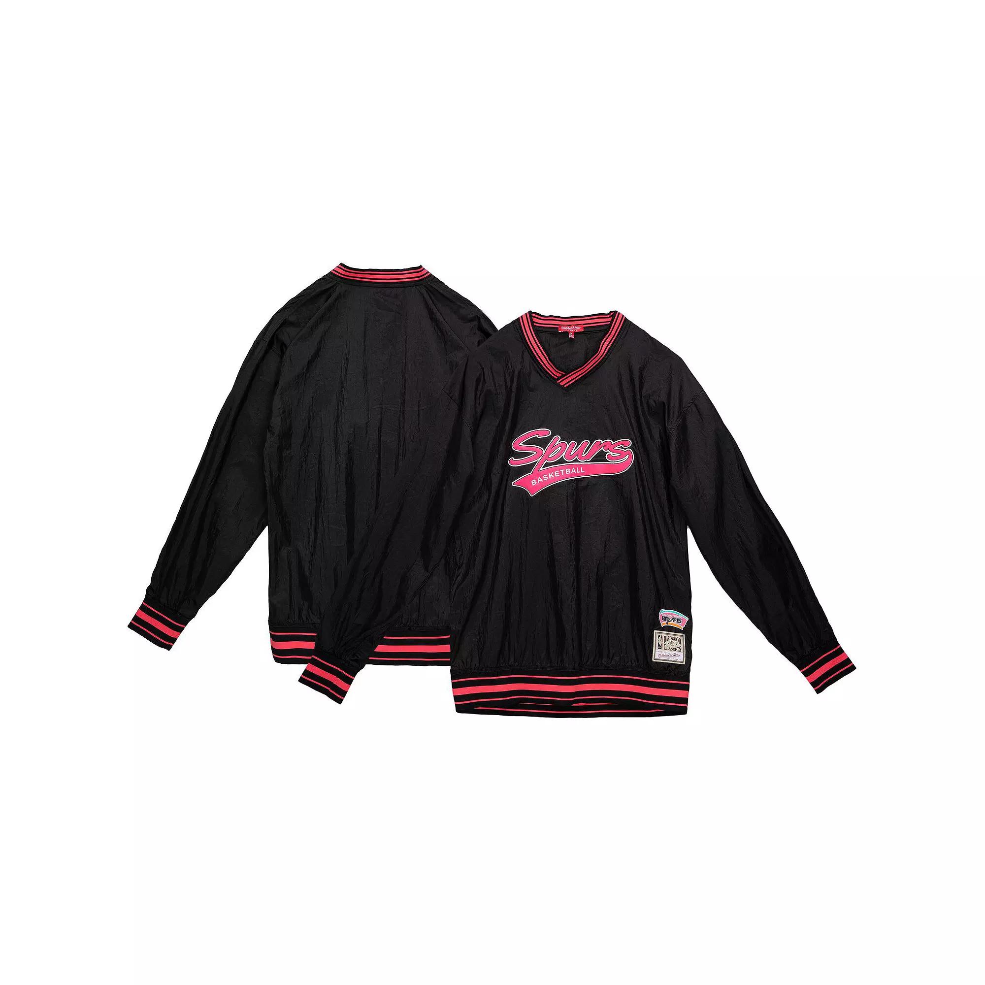 Women's Mitchell & Ness  Black San Antonio Spurs Hardwood Classics V-Neck Pullover Sweatshirt, Size: Medium Product Image